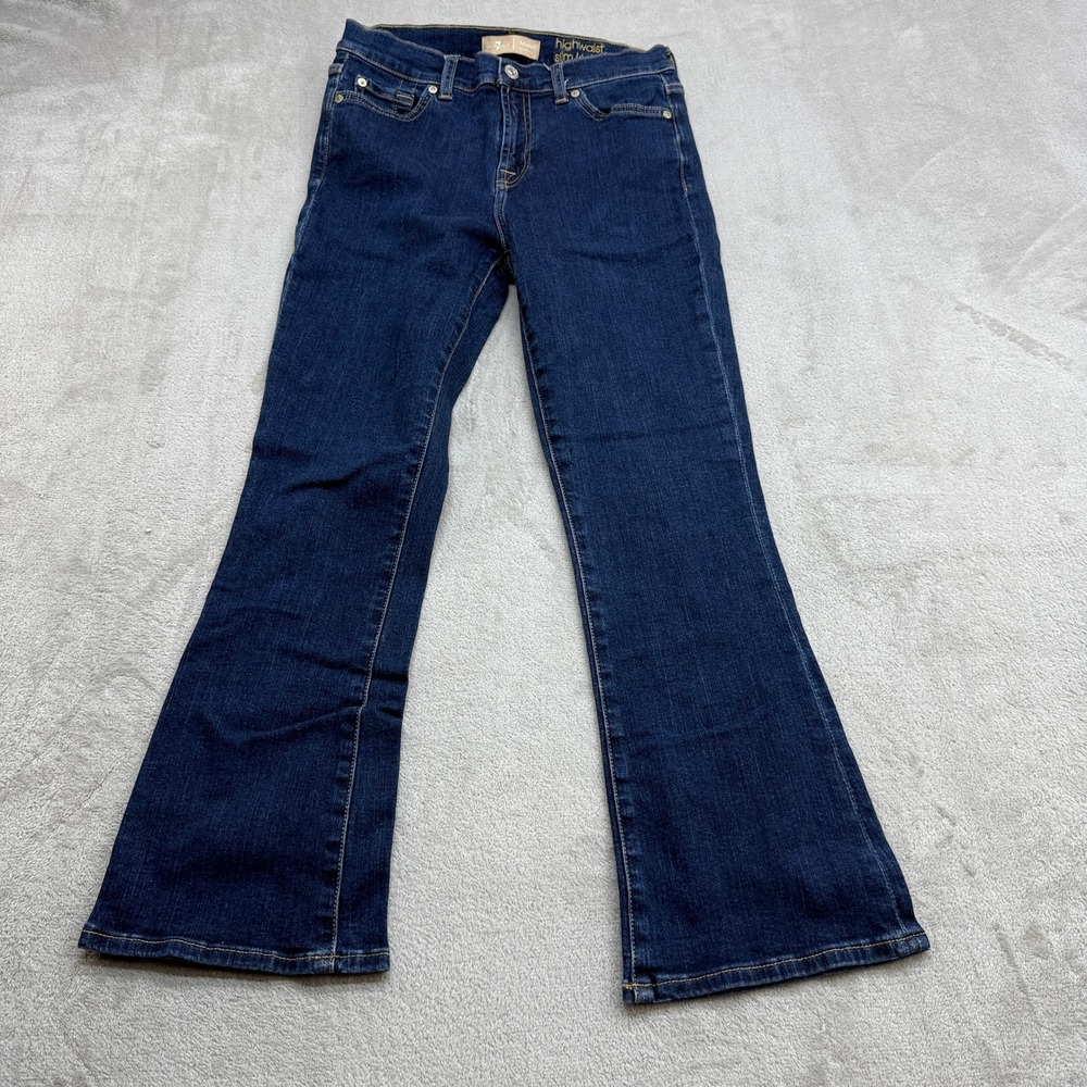 7 For All Mankind Slim Kick Jeans Womens 27 Blue High Waist b(air) Quiet Luxury